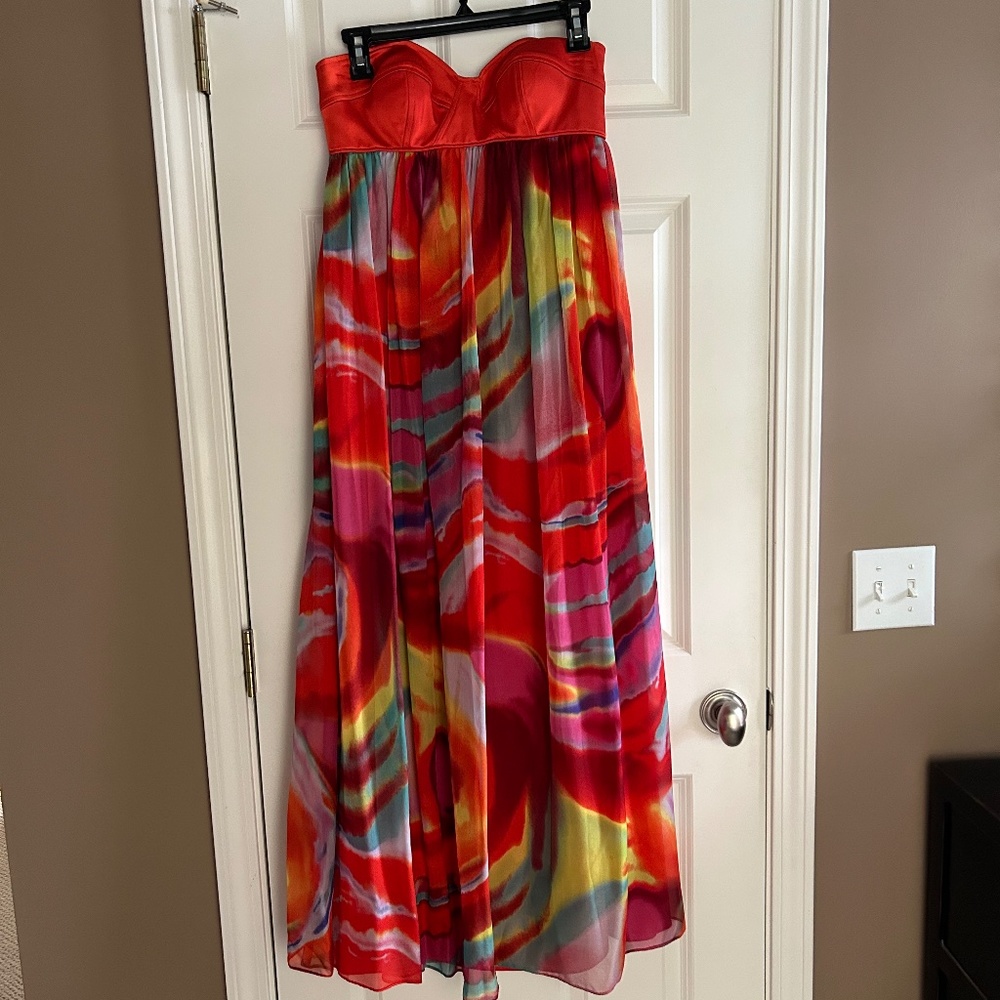 House of Dereon Evening Gown, Rainbow of bright colors Size 2